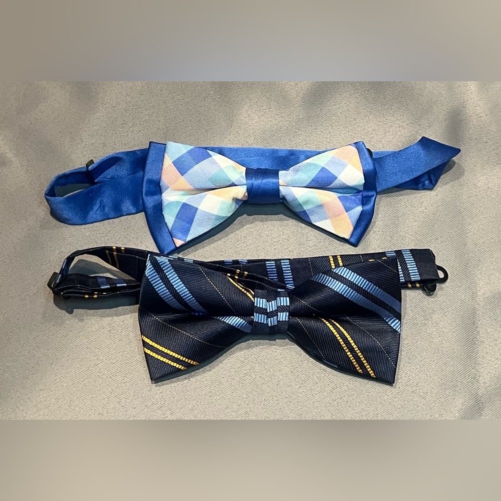 Set of Two Bow Ties - Blue and Multicolor